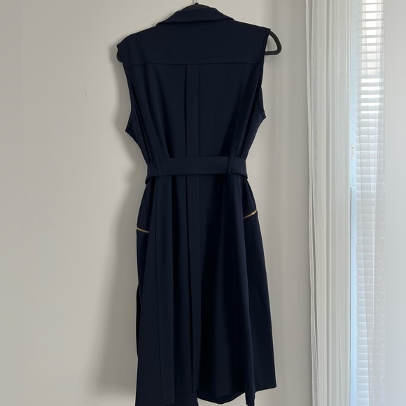 Calvin Klein Sheath Moto Dress Full Zip with Belt Dark Navy Sleveles - Picture 7 of 8